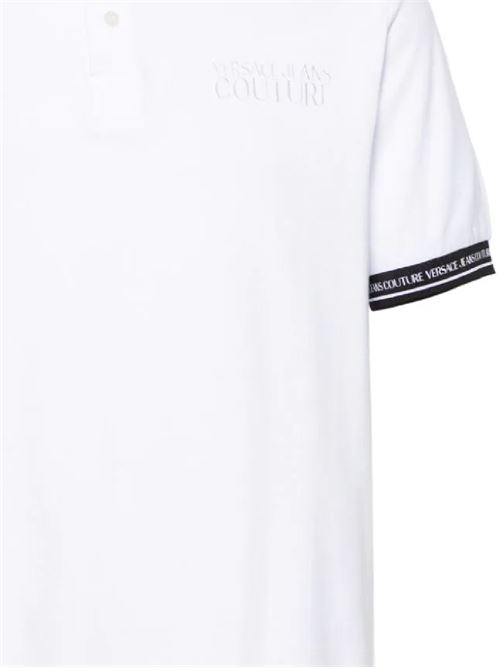 white/black cotton piqué weave polo VERSACE | 76GAGT09CJ01T003